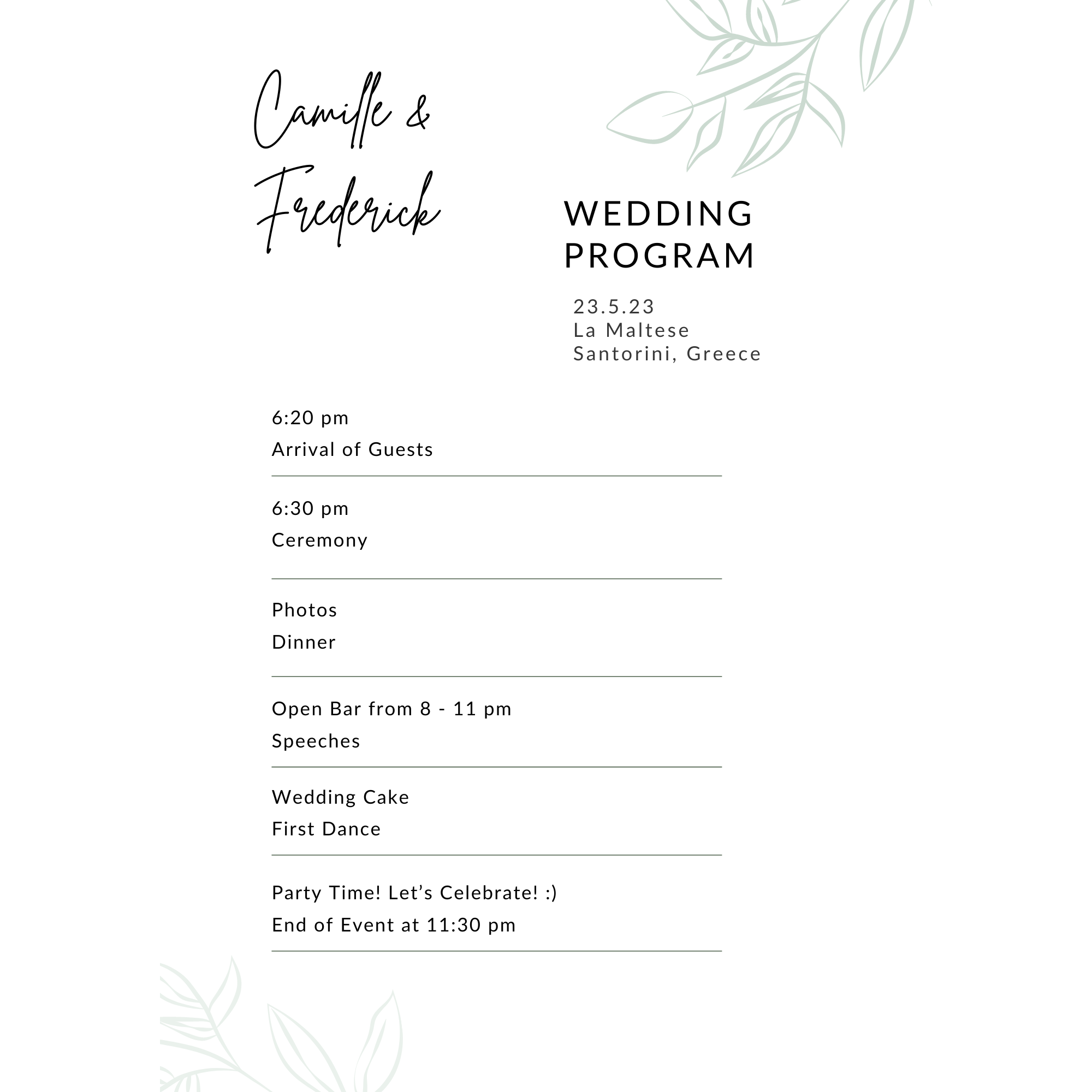 Program Itinerary