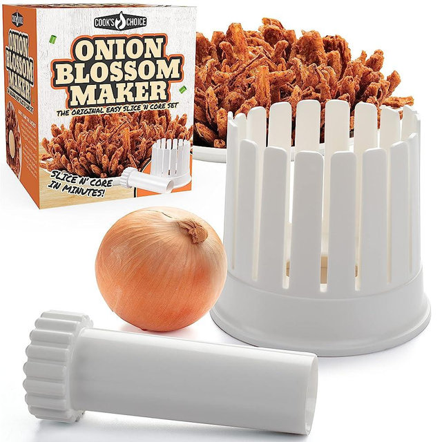 The Original Cook's Choice Onion Blossom Maker Set- All-in-One Blooming Set w Core Cutter & Knife Guide - Make Restaurant Style Fried Onion Blossoms At Home- Durable, Reusable -Great Mother's Day Gift