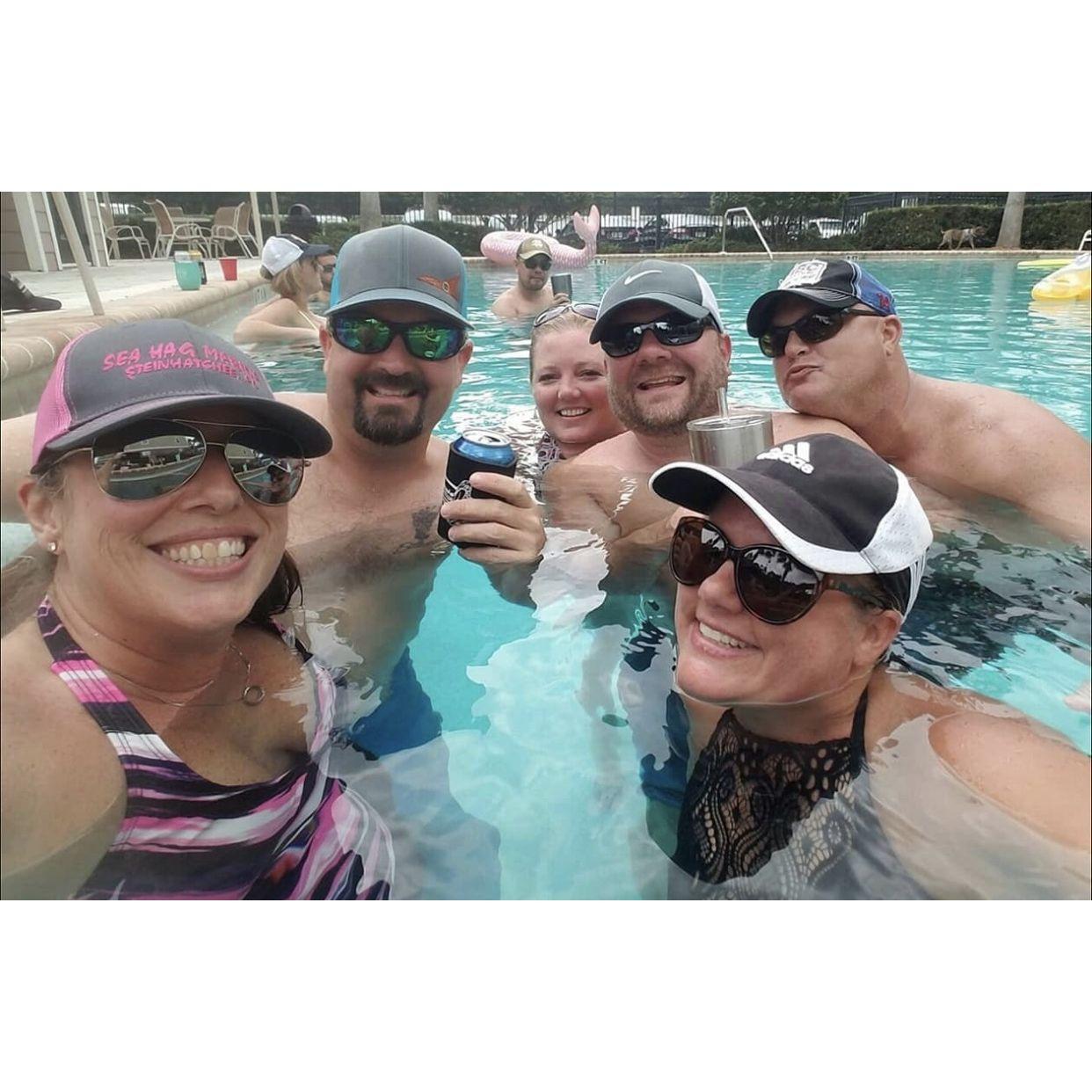 FRIENDS!!! At one of Brenda's many annual pool parties! (With Angie, Chris, Tony & Katie!)