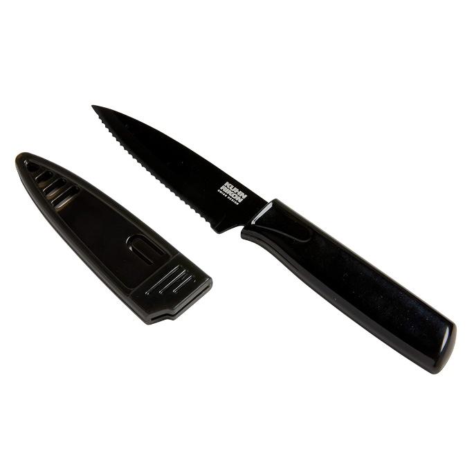 Serrated Paring Knife, 4", Black