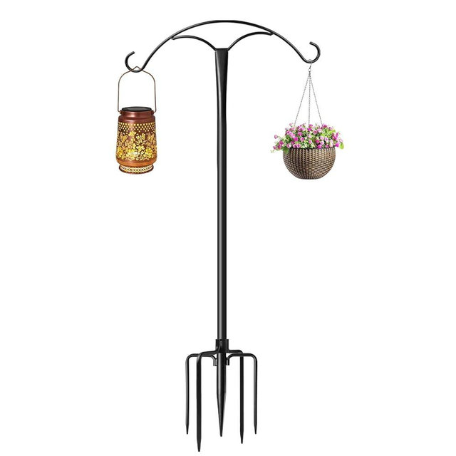 85 Inch Shepherds Hooks for Outdoor,Heavy Duty Shepherds Hooks for Outdoor with 5 Prong Base, Adjustable Stand Hanger for Garden Plant, Hummingbird Feeder, Lantern, Hanging Wedding Decor (1 Pack)