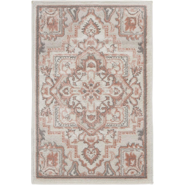 Nourison Elation Bohemian Medallion Indoor Rug Ivory Brick 2' x 3'