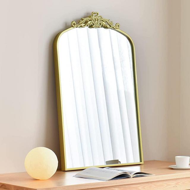 Hafomcel Arendahl Traditional Arch Mirror,Vintage Decorative Wall Mirror,36 x 24,Gold,Antique Arched Wall Mirror with Metal Frame