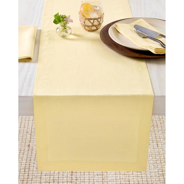 Solino Home Linen Table Runner 72 Inches Long - 100% Pure Linen Golden Straw Dining Table Runner 14 x 72 Inch for Spring, Easter - Fete