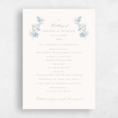 Sweet Blue Wedding Program - Reed