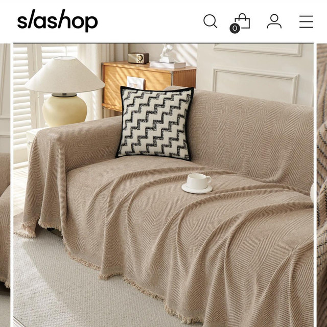 Soft Breathable Herringbone Plush Pet-Friendly Multi-Purpose Minimalist Sofa Cover – Woven Throw Couch Protector