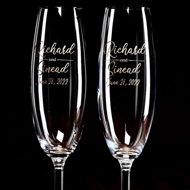 Custom Etched Lenox Toasting Flutes, Wedding Flutes, Couples Gift, Personalized Wedding Champagne Flutes, Gift for the Couple, Gratefully