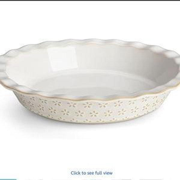 MALACASA Pie Pan, Stoneware Pie Dish for Baking, 45 OZ Deep Dish Pie Pans 9 Inch, Embossed Quiche Baking Dish for Oven, Fluted Dish Pie Plate for Apple Pie, Pot Pie and Quiche, Set of 1, Series LYDIA