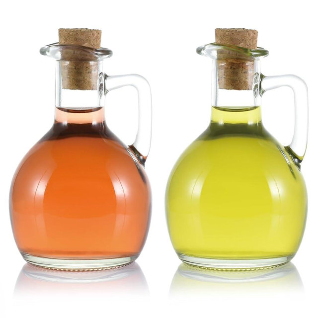 Wongblee Oil and Vinegar Cruet Set of 2, Glass Dispenser with Airtight Stopper, Condiment Bottles for Salad Dressing