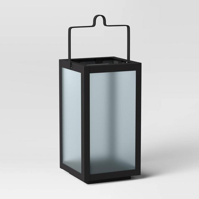 10" Rectangular Pillar Outdoor Lantern Candle Holder Black - Room Essentials™