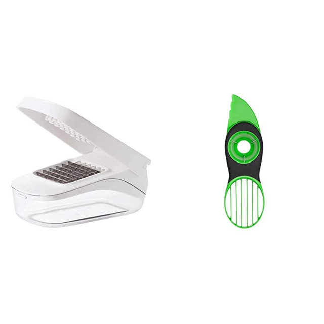 OXO Good Grips Vegetable and Onion Chopper with Easy Pour Opening & Good Grips 3-in-1 Avocado Slicer - Green
