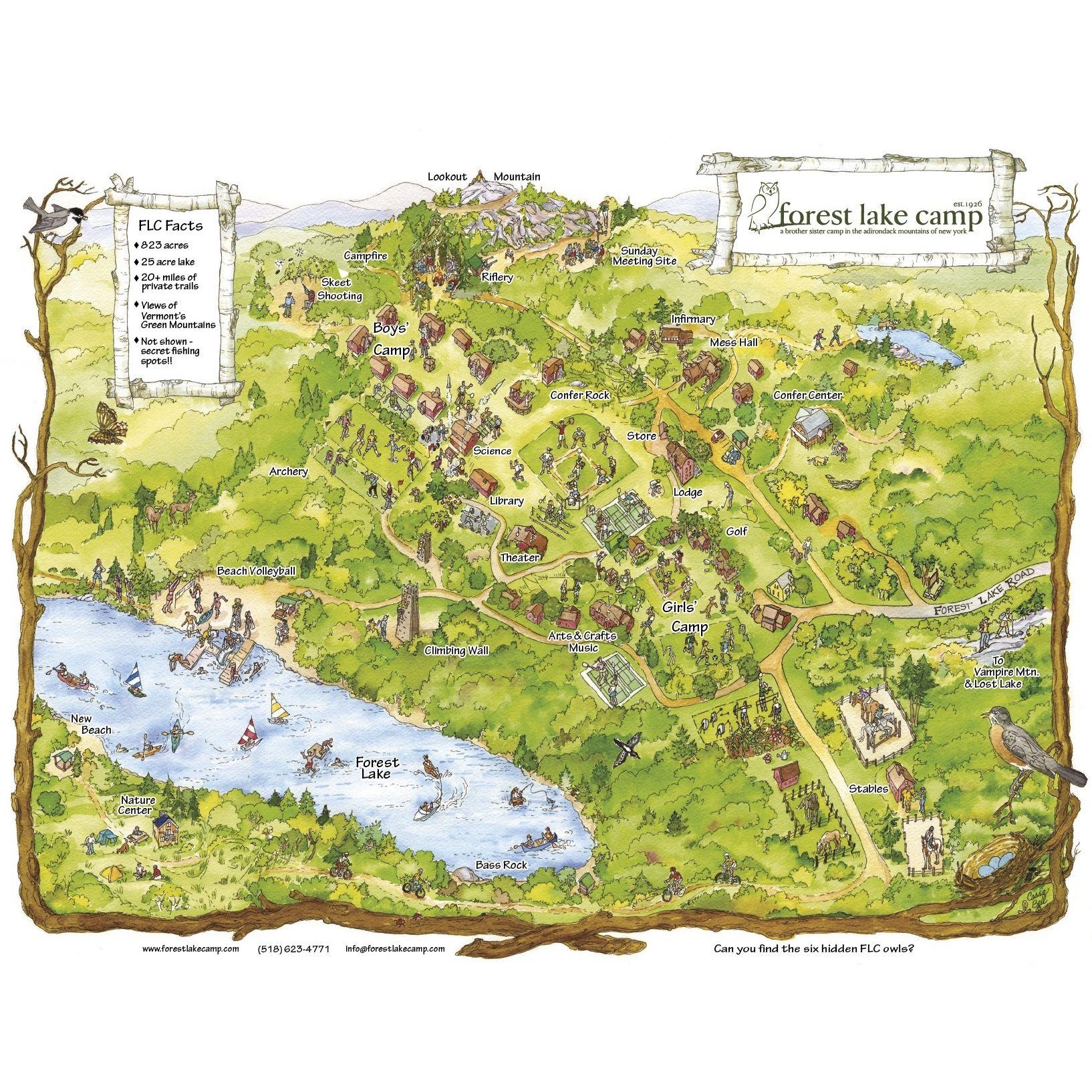A map of Forest Lake Camp.
