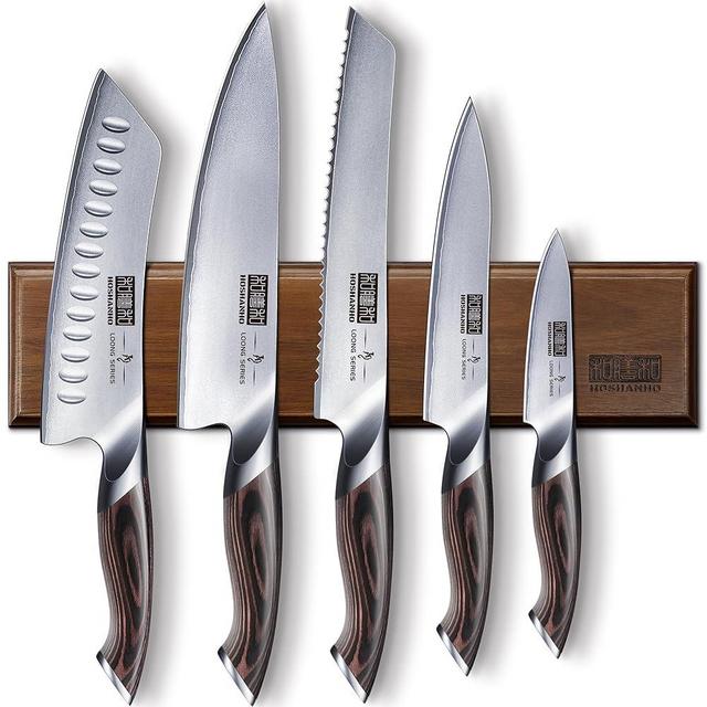 HOSHANHO Knife Set with Magnetic Knife Holder, 6 Pieces Japanese German High Carbon Steel Kitchen Knife Set, Ultra Sharp Professional Chef Knives Sets