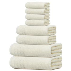 Tens Towels Pack of 8 Towels Set, 2 Extra Large Bath, 2 Hand, 4 Washcloths, 100% Cotton, Lighter Weight, Quicker to Dry, Super Absorbent, Perfect for Bathroom, Cream