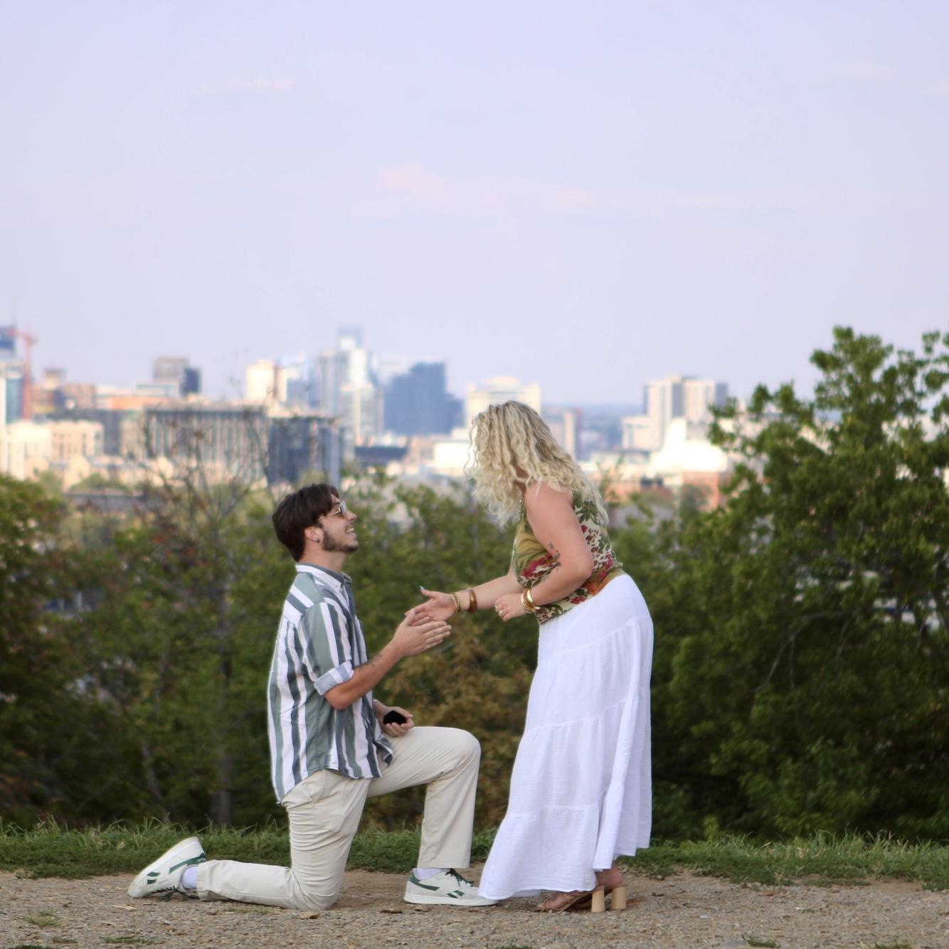 The proposal! (Yes Riley is dabbing him up because he surprised her so well!)