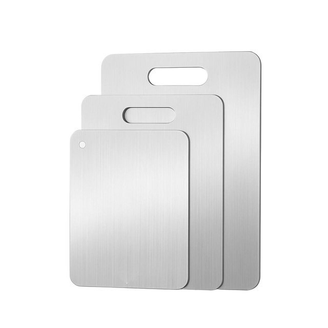 Aoibox Titanium Cutting Board Set, 3-Piece Stainless Steel Non-Toxic Double-Sided Food Grade Chopping Boards for Kitchen & Outdoor Use
