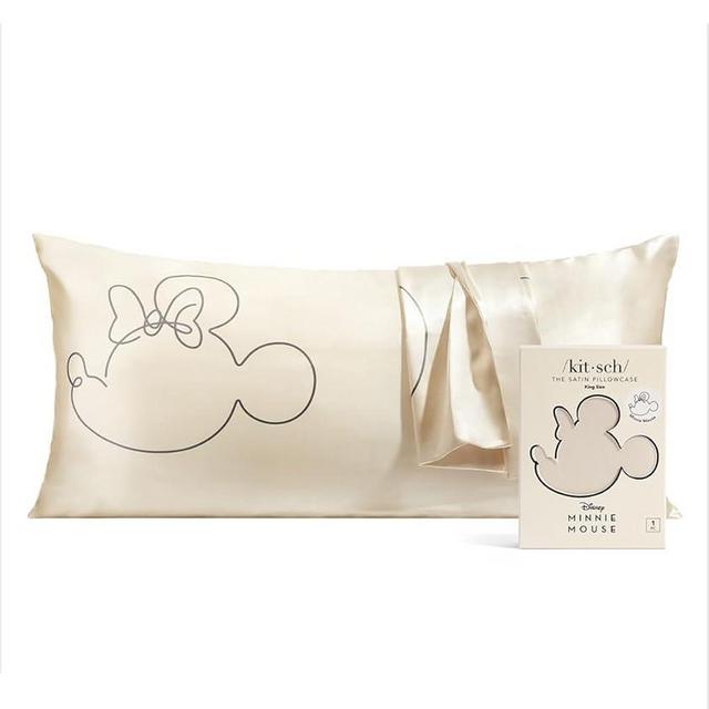Kitsch Disney Minnie Mouse Satin Pillowcase with Zipper Softer Than Silk, Cooling Pillow Case for Hair & Skin, Wrinkle-Free, Machine Washable, King Size (19x36)