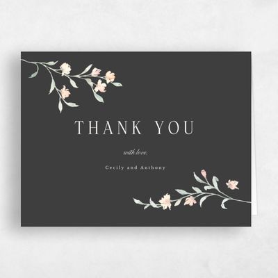 Dark Charcoal, Black Wedding Thank You - Bianca Landscape