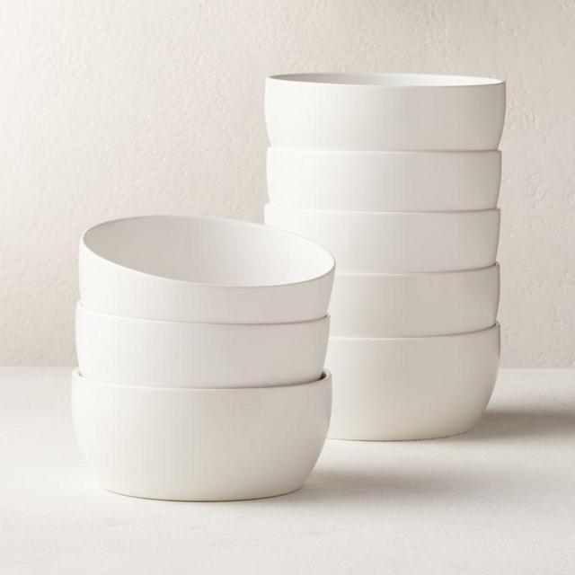 Crisp Matte White Soup Bowls Set of 8