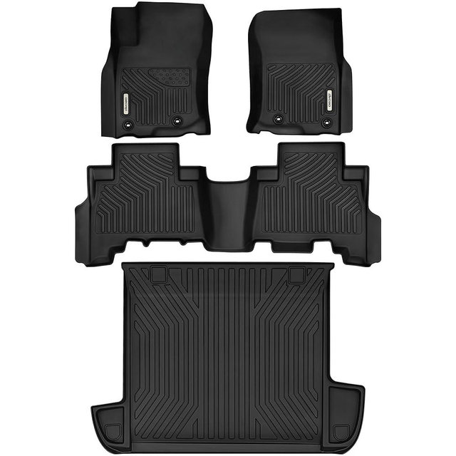 OEDRO Floor Mats & Cargo Liner Fit for Toyota 4Runner 2013-2024, Custom TPE All Weather Floor Liner, 1st & 2nd Row Full Set Car Liners, Black