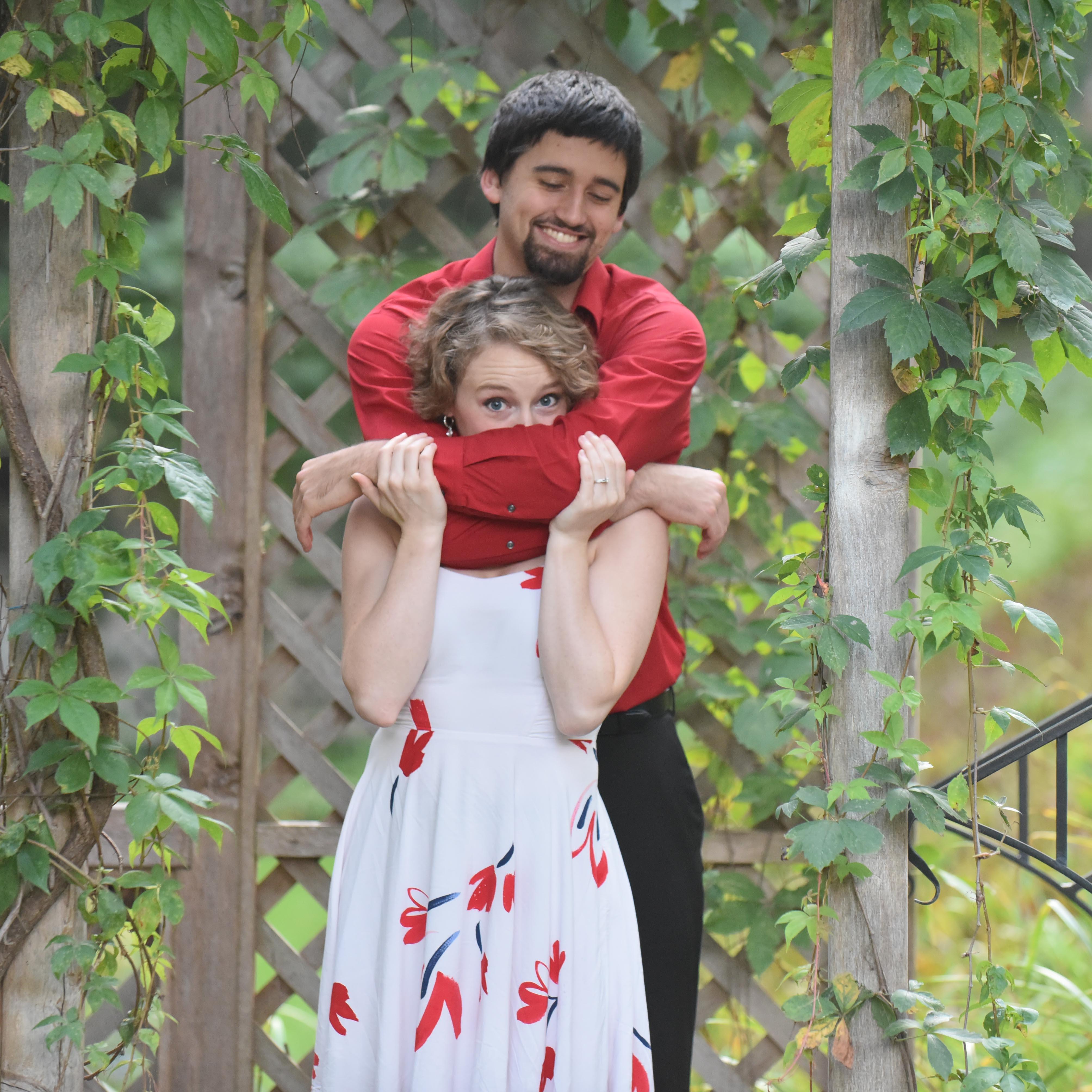 "Hey sweetie, let's fix your collar she wants us to stand right here what pose do you want to do do you want to put your arms around me that would be cute we could als- mrrpphh brrrgg frrppmnnmss..."