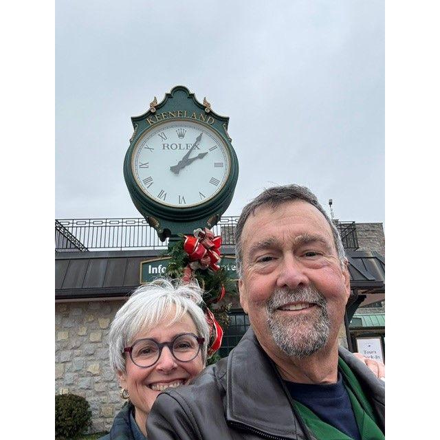 John introducing Amy to the finer aspects of Kentucky.  Exhibit A - Keeneland.