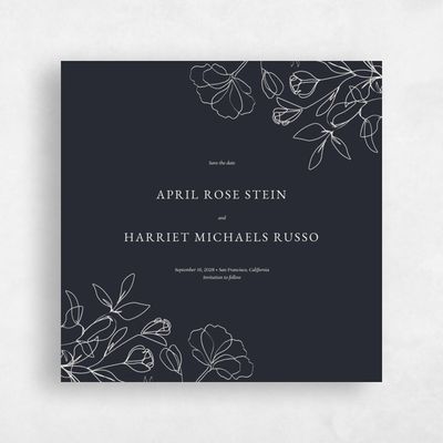 Ebony, Blue Wedding Save the Date - Essenza Square