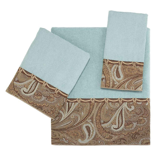 Avanti Linens - 3pc Towel Set, Soft & Absorbent Cotton Towels (Bradford Collection, Mineral)