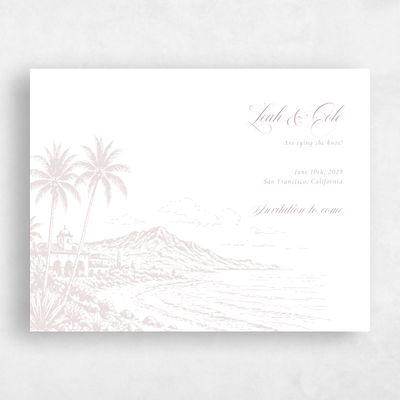 White Wedding Save the Date - Océan Landscape