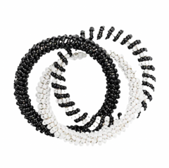 Beaded Napkin Rings (Black & White), Set of 4