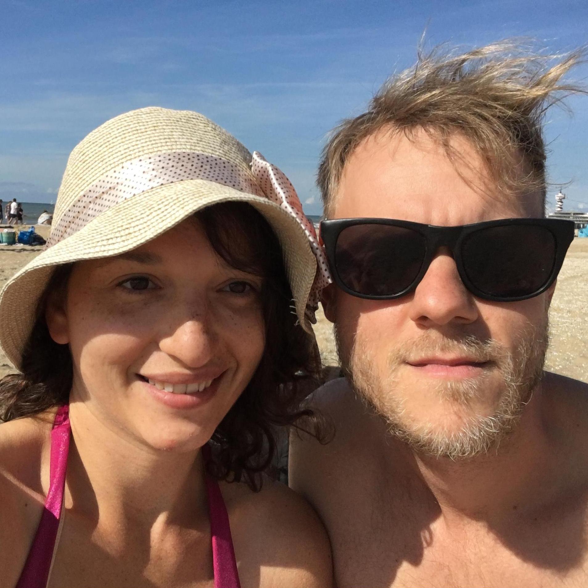 Beach babes in the Netherlands, where Noah had completed his master's in composition a few years earlier, August 2017.