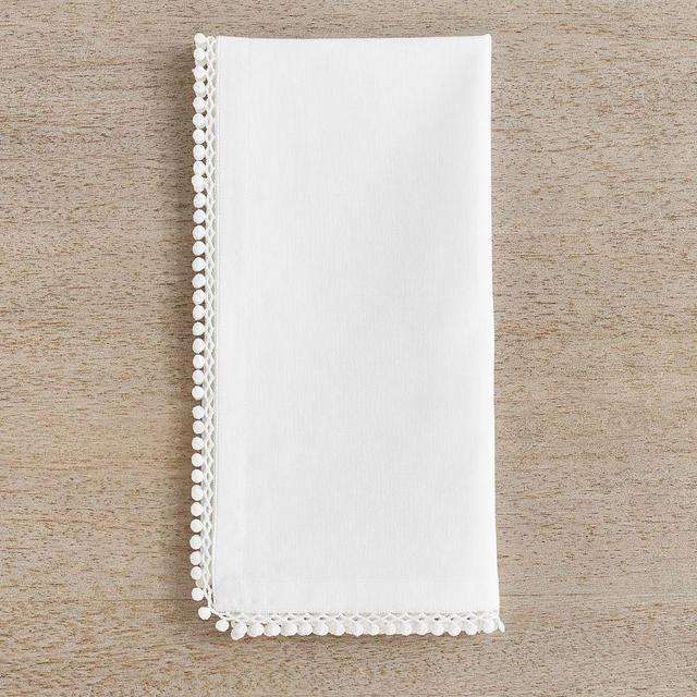 Morgan Lace Trim Organic Cotton Napkins, Set of 4 - White