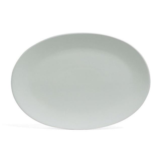 over&back Coupe Stoneware Serving Platter - Elegant 1-Piece Oval Serving Platter to Complete Your Kitchen Set - 16.4" x 11.5" - Semi-Matte Fog Blue