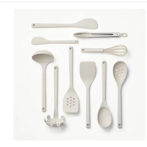 10pc Soft Grip Nylon Kitchen Utensil Set Gray