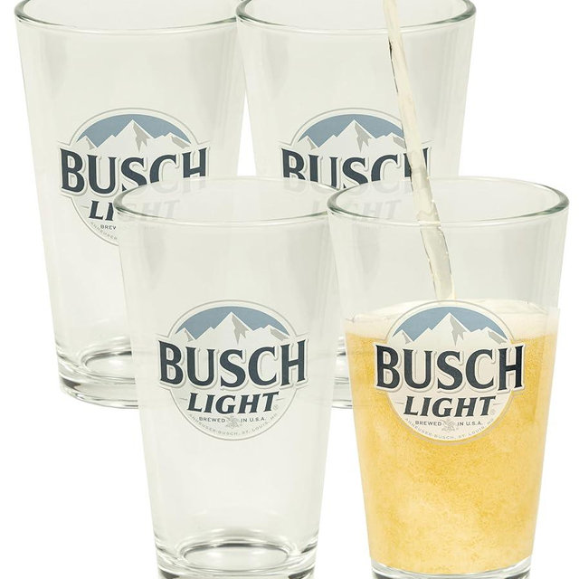 LORD'S ROCKS Busch Light Beer Glasses 16oz Pint Glass - Set of 4 Authentically Licensed Compatible