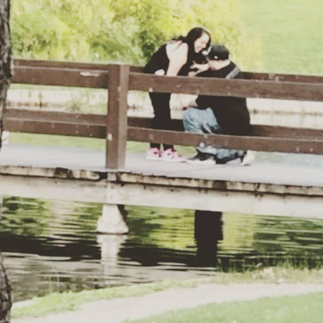 This is the picture that the lady and her son captured at the park of me asking Crystal to Marry me!