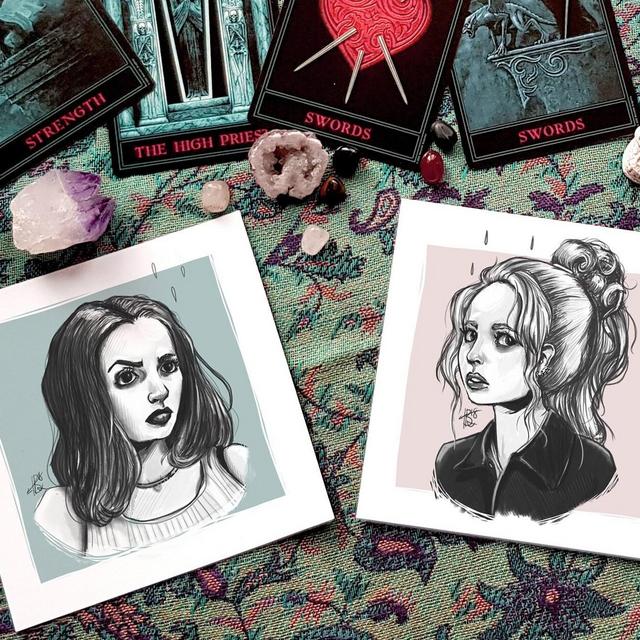Buffy and Faith Vampire Slayer Sketch prints