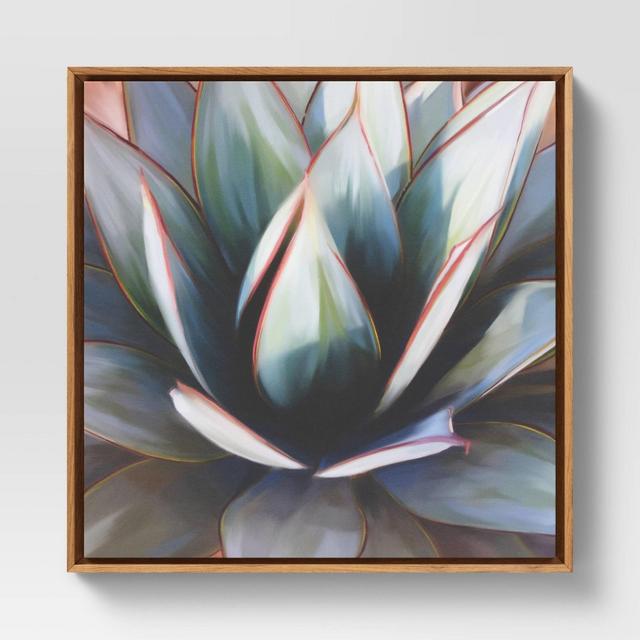 24" x 24" Succulent Framed Decorative Wall Art Canvas Blue - Project 62™