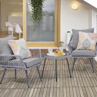 Cannes Rope Wicker 3-Piece Patio Conversation Set