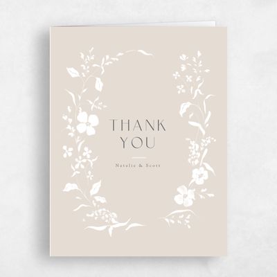 Classic Greige, Beige Wedding Thank You - Lynette Portrait