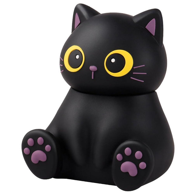 Portable Mini Cartoon Bluetooth Speaker with Phone Holder Mini Animal Cute Kids Wiressless Speaker Built-in Mic, Hands-Free Call for Home Trip Gift (Black-Cat)