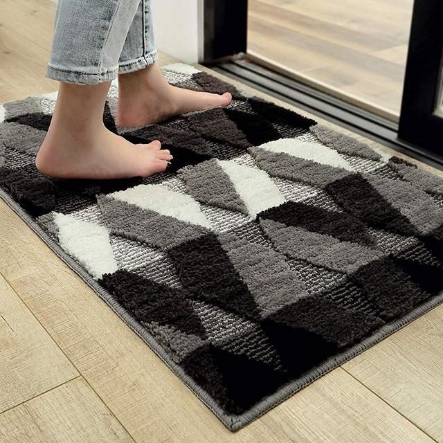 Indoor Doormat Front Back Door Mat, 24"x35" Water Absorbent Low-Profile Mud Mat Non Slip Large Door Rug for Inside Entrance Machine Washable(Blue Diamond)