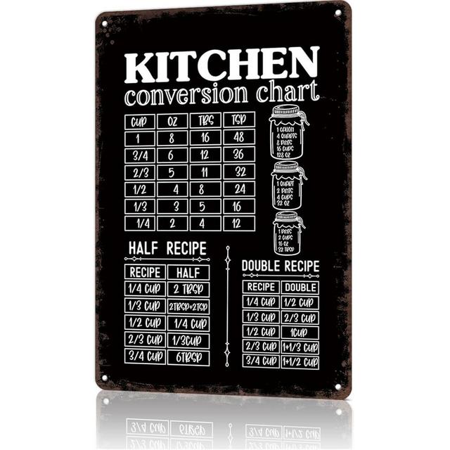 Vintage Metal Signs Kitchen Conversion Ch Black And White Funny Tin Sign Poster Wall Art For Home Room Bedroom Office Decor 8x12inch