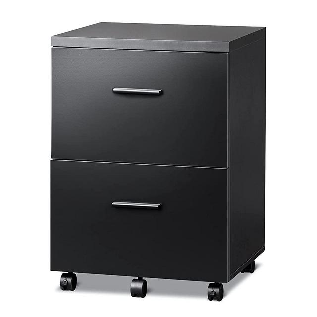 DEVAISE 2-Drawer Wood File Cabinet, Mobile Vertical Filing Cabinet with Storage, Letter/Legal Size, Black