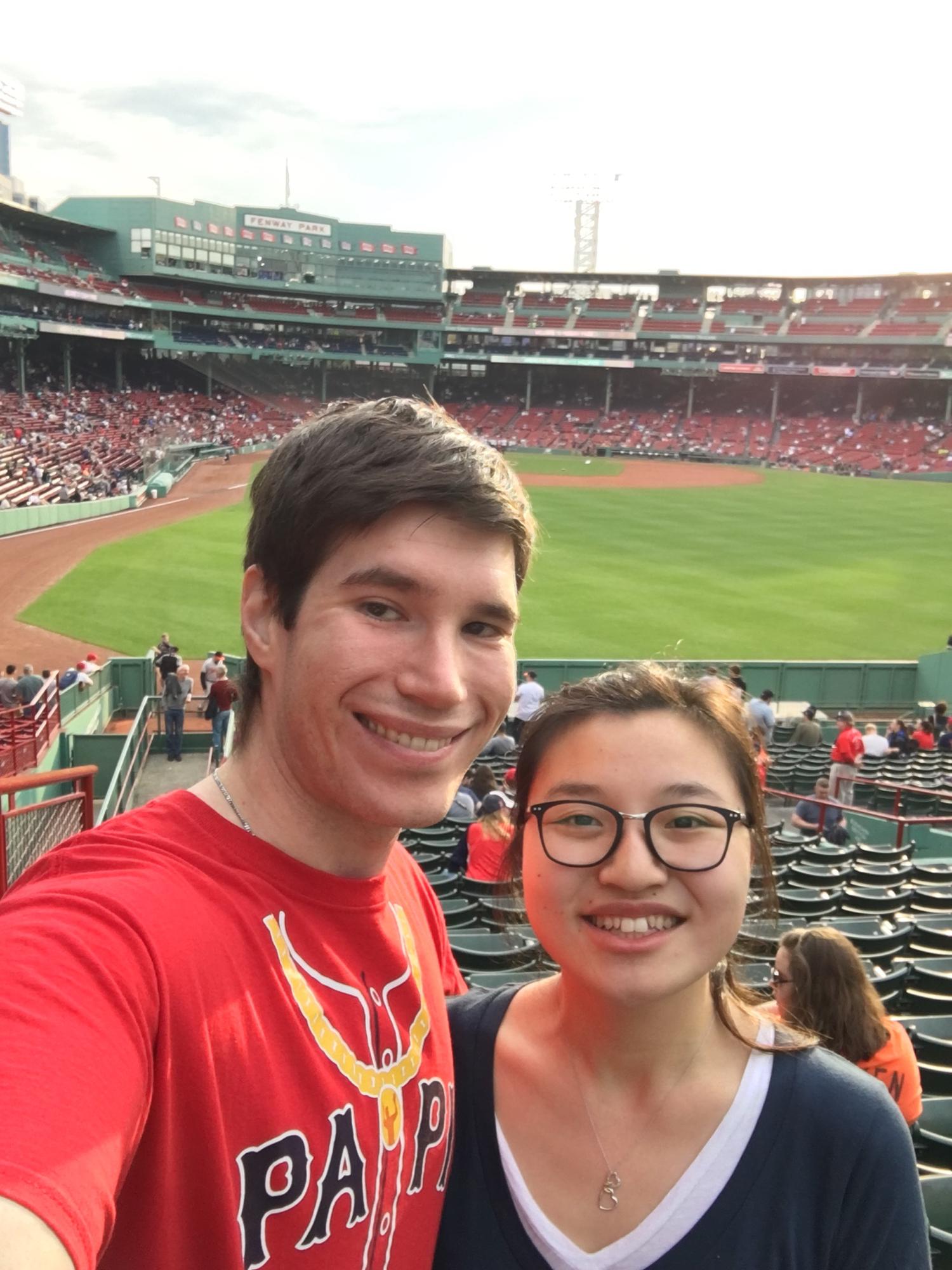 Jon and Lia at a Boston Red Sox baseball game