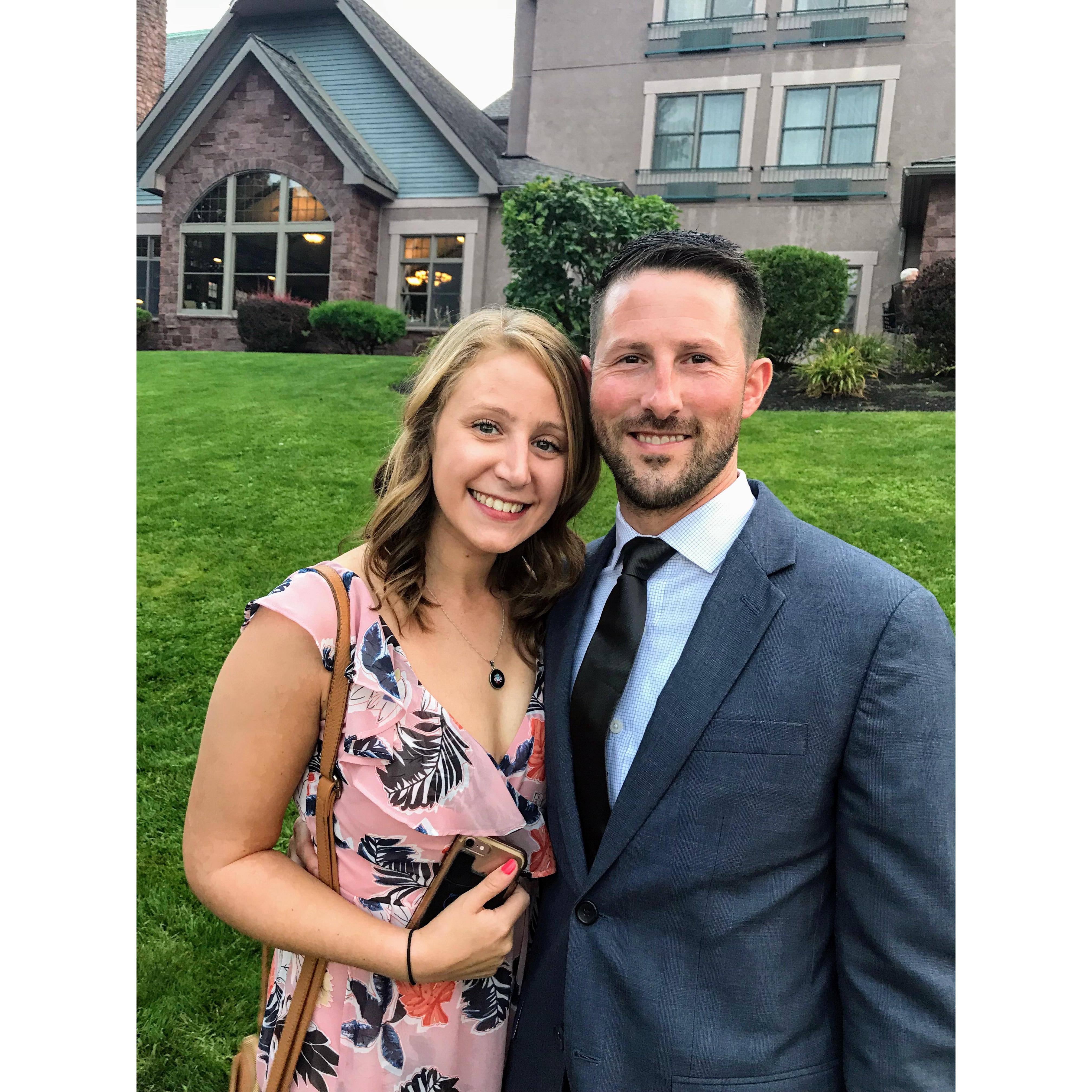 Celebrating Brian's sister's wedding at the beautiful Belhurst Castle on Lake Geneva