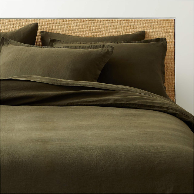 EUROPEAN FLAX-Certified Linen Forest Green Full/Queen Duvet Cover
