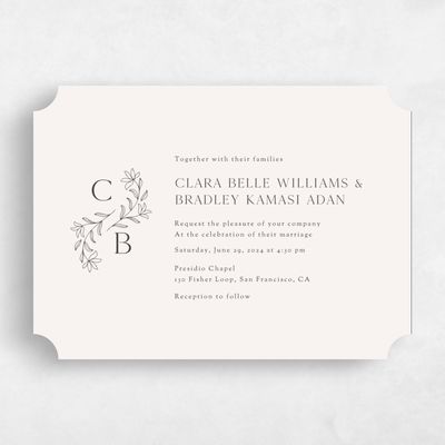 Beige Ticket Wedding Invitation - Creston Landscape