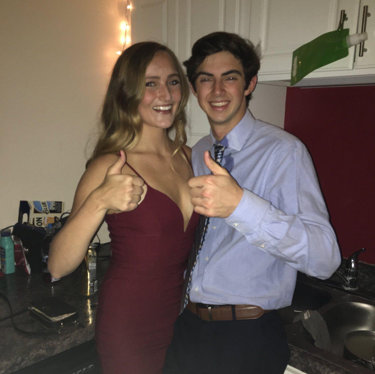 Austin joining Grace's Alpha Chi Omega formal in Madison, WI, 2018.
