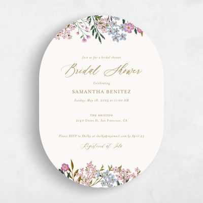 Beige Oval Wedding Wedding Shower Invitation - Lombardy Portrait